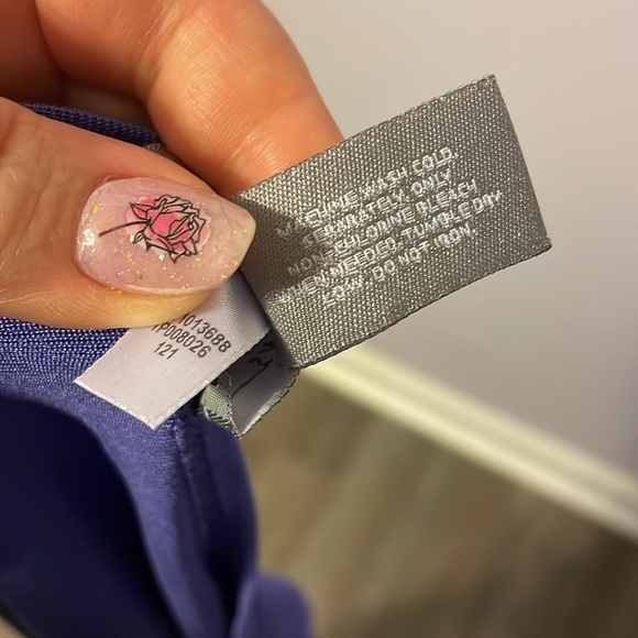 Chico’s Travelers Collection Slinky Purple Asymmetrical Tunic Top size 2 (L/12) - Picture 5 of 15